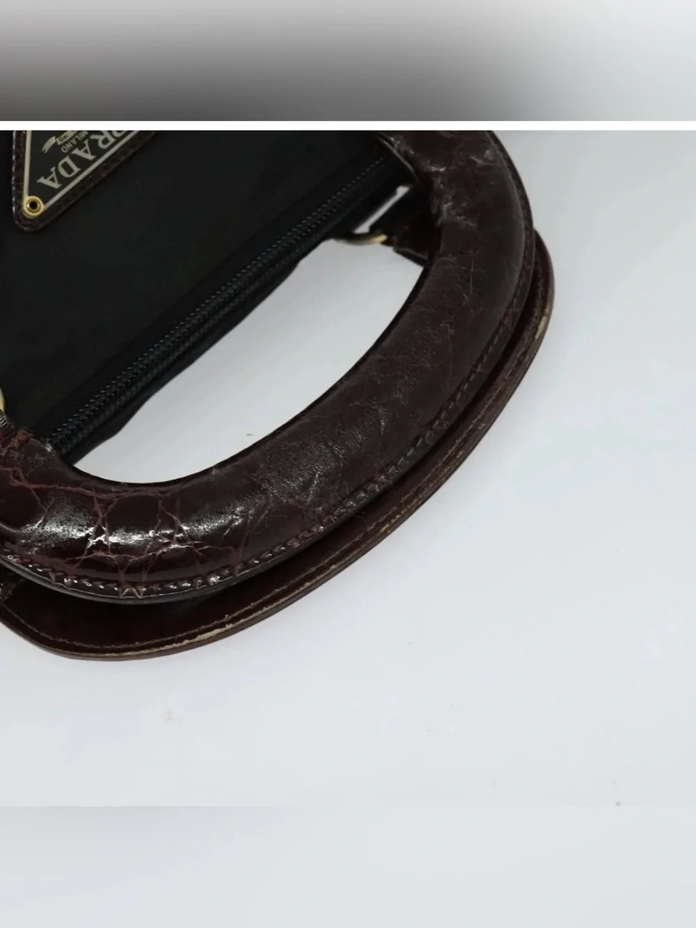 👜 PRADA Nylon Black Brown handbag Authentic Zip Fall Winter